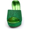 image:imageAllegra K Womens Glitter Platform Slip on Wedge Heels Green Sandals 8 m US