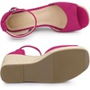 image:imageAllegra K Womens Platform Sandals Wedge Heel  3 78 inches Heel Espadrille Ankle Strap Comfortable Faux Suede perfect for Evening Party Wedding Date NightHot Pink