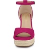image:imageAllegra K Womens Platform Sandals Wedge Heel  3 78 inches Heel Espadrille Ankle Strap Comfortable Faux Suede perfect for Evening Party Wedding Date NightHot Pink
