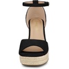 image:imageAllegra K Womens Platform Sandals Wedge Heel  3 78 inches Heel Espadrille Ankle Strap Comfortable Faux Suede perfect for Evening Party Wedding Date NightBlack