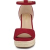 image:imageAllegra K Womens Platform Sandals Wedge Heel  3 78 inches Heel Espadrille Ankle Strap Comfortable Faux Suede perfect for Evening Party Wedding Date NightRed