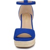image:imageAllegra K Womens Platform Sandals Wedge Heel  3 78 inches Heel Espadrille Ankle Strap Comfortable Faux Suede perfect for Evening Party Wedding Date NightDark Blue