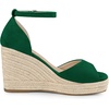 image:imageAllegra K Womens Platform Sandals Wedge Heel  3 78 inches Heel Espadrille Ankle Strap Comfortable Faux Suede perfect for Evening Party Wedding Date NightDark Green