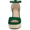 image:imageAllegra K Womens Platform Sandals Wedge Heel  3 78 inches Heel Espadrille Ankle Strap Comfortable Faux Suede perfect for Evening Party Wedding Date NightDark Green