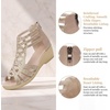 image:imageAllegra K Womens Rhinestone Hollow Out Back Zipper Platform Peeptoe SandalsLigth Brown