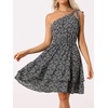 image:imageAllegra K Womens Summer Sleeveless Boho Floral Mini Dress One Shoulder Tie Ruffle Swing Beach Casual Short DressBlack