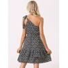 image:imageAllegra K Womens Summer Sleeveless Boho Floral Mini Dress One Shoulder Tie Ruffle Swing Beach Casual Short DressBlack