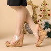 image:imageAllegra K Womens Wedge Heels Clear Platform Sandals  4 57 inches Heel Transparent Strap Slingback Comfortable PVC perfect for Evening Party Wedding Date NightClear