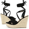 image:imageAllegra K Womens Wedges Espadrilles Cross Strap Lace Up Platform Wedge Heels SandalsBlack
