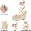 image:imageAllegra K Womens Wedges Espadrilles Cross Strap Lace Up Platform Wedge Heels SandalsPink