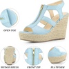 image:imageAllegra K Womens Wedges Zipper Sandals Platform Wedges Heels SandalsLight Blue