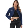 image:imageAllegra K Denim Jacket for Womens 2025 Casual Collared Long Sleeve Crop Jean JacketsNavy Blue
