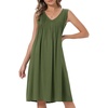 image:imageAllegra K Summer Sleeveless Dress for Womens V Neck Pleated Front Casual 2026 Swing Midi Tank DressesArmy Green