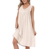 image:imageAllegra K Summer Sleeveless Dress for Womens V Neck Pleated Front Casual 2026 Swing Midi Tank DressesBeige