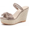 image:imageAllegra K Womens Bow Doublestrap Plaid Platform Slip SandalsBeige