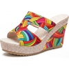 image:imageAllegra K Womens Colorful Printed Hollowout Platform PeepToe Slip SandalsRainbow