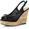 image:imageAllegra K Womens Lace Platform Wedges Wedge Heel SandalsBlack