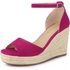 image:imageAllegra K Womens Platform Sandals Wedge Heel  3 78 inches Heel Espadrille Ankle Strap Comfortable Faux Suede perfect for Evening Party Wedding Date NightHot Pink