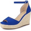 image:imageAllegra K Womens Platform Sandals Wedge Heel  3 78 inches Heel Espadrille Ankle Strap Comfortable Faux Suede perfect for Evening Party Wedding Date NightDark Blue