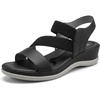 image:imageAllegra K Womens Walking Sandals Elastic Strap Wedge Heel SandalsBlack1