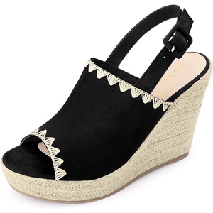 image:imageAllegra K Slingback Open Toe Platform Wedges Heel Espadrille Wedge Sandals for WomenBlack