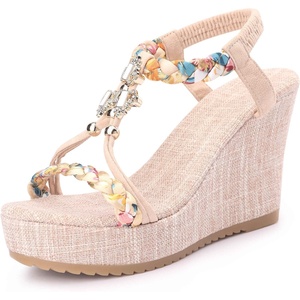 image:imageAllegra K Womens Bohemia Pull on Platform Wedge Heel Gold Sandals 10 M US