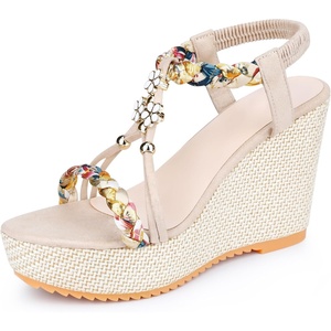 image:imageAllegra K Womens Bohemia Pull on Platform Wedge Heel SandalsBeige2