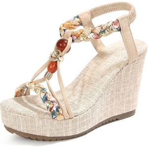 image:imageAllegra K Womens Bohemia Pull on Platform Wedge Heel SandalsBeige3