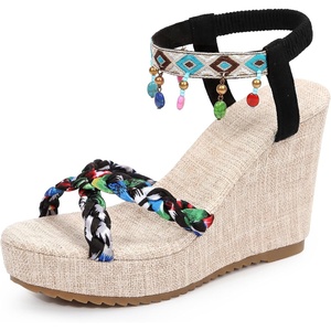 image:imageAllegra K Womens Bohemia Pull on Platform Wedge Heel SandalsBlack4