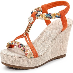 image:imageAllegra K Womens Bohemia Pull on Platform Wedge Heel SandalsOrange