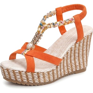 image:imageAllegra K Womens Bohemia Pull on Platform Wedge Heel SandalsOrange1