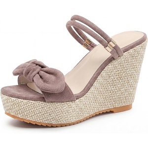 image:imageAllegra K Womens Bow Doublestrap Plaid Platform Slip SandalsPink