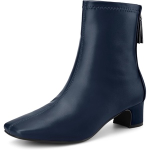 image:imageAllegra K Womens Square Toe Block Heels Ankle Boots  Low Heeled Back Zip ChunkyHeel 18 Inches Party Halloween days Christmas Days Dating EveningNavy Blue