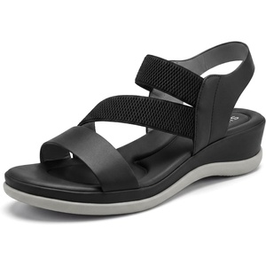 image:imageAllegra K Womens Walking Sandals Elastic Strap Wedge Heel SandalsBlack1