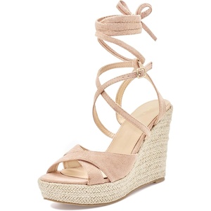 image:imageAllegra K Womens Wedges Espadrilles Cross Strap Lace Up Platform Wedge Heels SandalsPink
