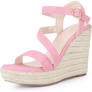 image:imageAllegra K Womens Wedges Heels Platform Strappy Ankle Strap Espadrilles Wedge SandalsPink