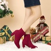 image:imageAllegra K Womens Chunky Heels Zipper Ankle Boots  Round Toe Wide Calf Heel 3 Inches Party Halloween days Christmas Days Dating EveningBurgundy