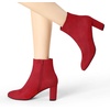 image:imageAllegra K Womens Chunky Heels Zipper Ankle Boots  Round Toe Wide Calf Heel 3 Inches Party Halloween days Christmas Days Dating EveningRed