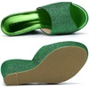 image:imageAllegra K Womens Glitter Platform Slip on Wedge Heels Green Sandals 85 m US