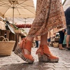 image:imageAllegra K Womens Plaid Side Zipper LaceUp Peeptoe Platform SandalsOrange