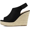image:imageAllegra K Womens Platform Sandals Wedge Heels  4 12 inches Heel Espadrille Slingback Comfortable Faux Suede perfect for Evening Party Wedding Date NightBlack