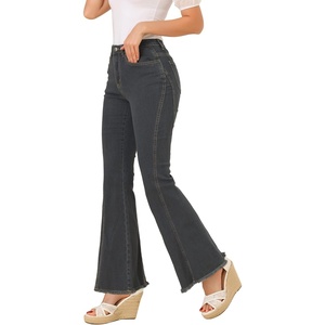image:imageAllegra K Womens Flare Jeans 70s Outfits High Waisted Stretchy Denim Pants Trendy Bell Bottom JeansBlackgrey