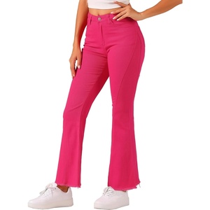 image:imageAllegra K Womens Flare Jeans 70s Outfits High Waisted Stretchy Denim Pants Trendy Bell Bottom JeansHot Pink