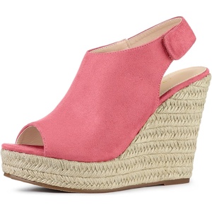 image:imageAllegra K Womens Platform Sandals Wedge Heels  4 12 inches Heel Espadrille Slingback Comfortable Faux Suede perfect for Evening Party Wedding Date NightWatermelon Red