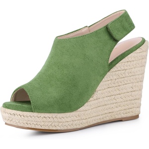 image:imageAllegra K Womens Platform Sandals Wedge Heels  4 12 inches Heel Espadrille Slingback Comfortable Faux Suede perfect for Evening Party Wedding Date NightOlive Green