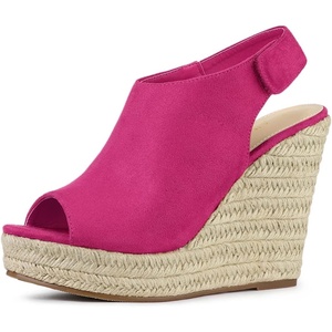 image:imageAllegra K Womens Platform Sandals Wedge Heels  4 12 inches Heel Espadrille Slingback Comfortable Faux Suede perfect for Evening Party Wedding Date NightHot Pink