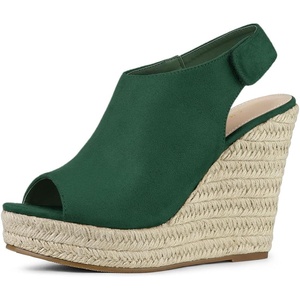 image:imageAllegra K Womens Platform Sandals Wedge Heels  4 12 inches Heel Espadrille Slingback Comfortable Faux Suede perfect for Evening Party Wedding Date NightEmerald Green