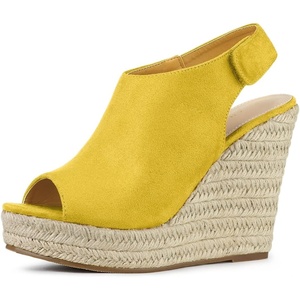 image:imageAllegra K Womens Platform Sandals Wedge Heels  4 12 inches Heel Espadrille Slingback Comfortable Faux Suede perfect for Evening Party Wedding Date NightYellow