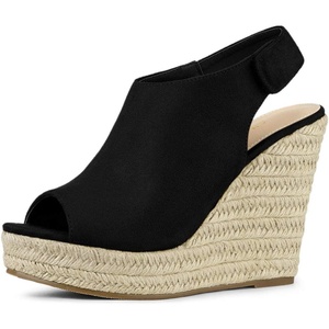 image:imageAllegra K Womens Platform Sandals Wedge Heels  4 12 inches Heel Espadrille Slingback Comfortable Faux Suede perfect for Evening Party Wedding Date NightBlack