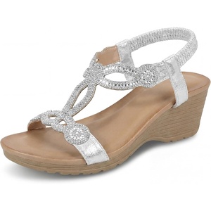 image:imageAllegra K Womens Rhinestone Elastic Band Glitter Platform SandalsSilver